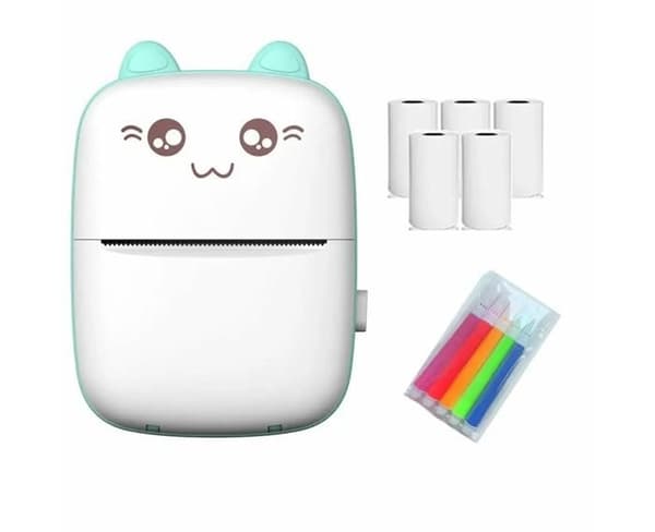 Mini Lomme Termisk Printer med Android og iOS App til Børn - USB Genopladelig - Blå