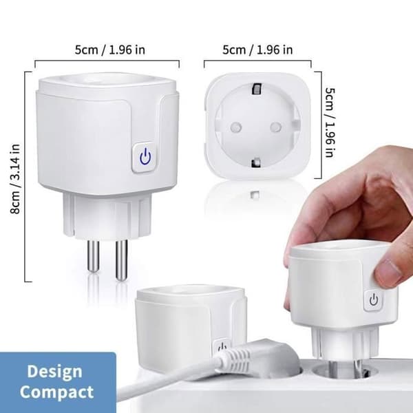 (Vit) 2 st Smart WiFi-kontakt, 16A Kompatibel med Android iOS Amazon Alexa Home Assistant Programmerbar Ström Fjärrkontroll App White