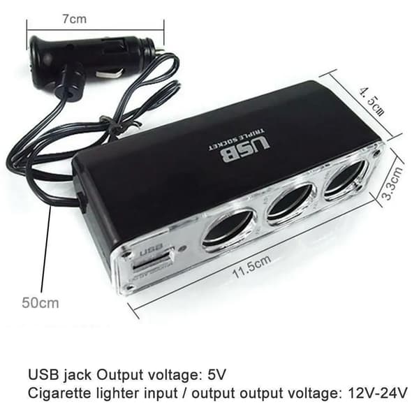 12V/24V 3-vejs Multi Socket Bil Cigarettænder Splitter Port Stik Adapter Triple Bil USB USB Oplader Med Tilbehør B9S5
