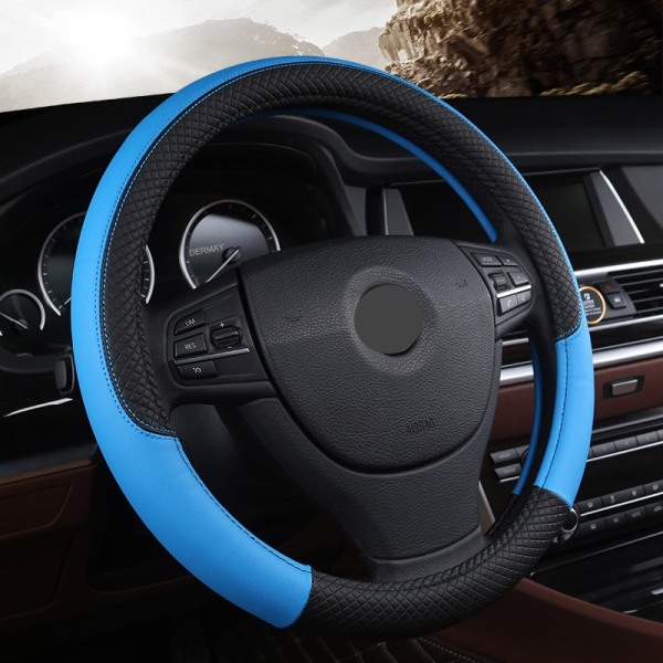 (Blå) PU Läder Universal Cover 38CM Bilstyling Sport Auto Rattskydd Antisladd Biltillbehör Blue
