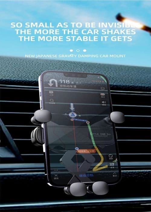 Biltelefonholder for bilventilklips GPS Støtsikker smarttelefonholder Gravity