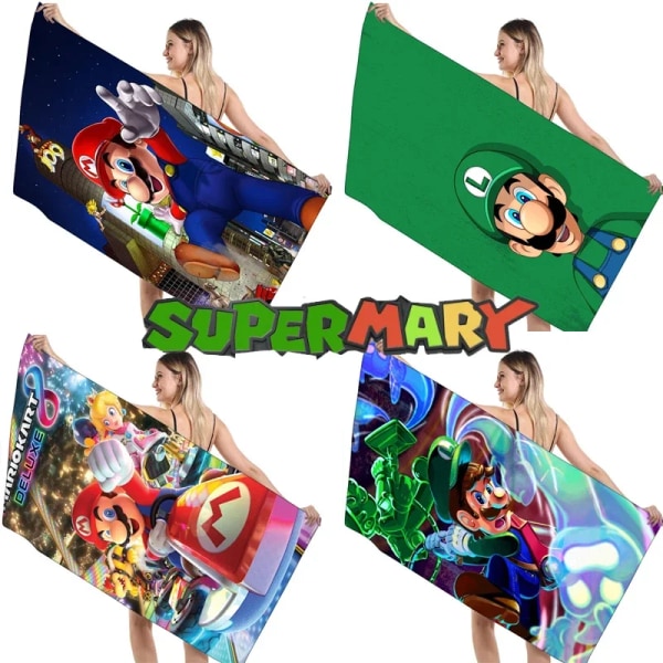 Super Mario Bros Bomullshandduk Badhandduk Mode Barn Tecknad Torkning Magic badhandduk Strand Spa Badrock Badrock Dropshipping Mario Bros 11 75x150cm