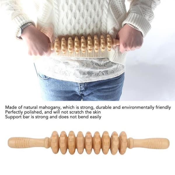 Fascia Massage Roller Træ Massage Roller Ergonomisk 9 Roller Træ Massage Roller til 116095