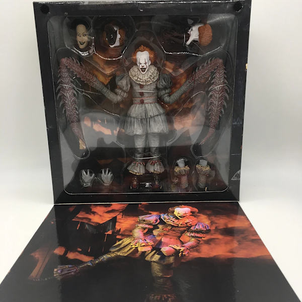 Med LED-ljus NECA Stephen Kings Pennywise Joker Clown PVC Action Figur Modell Leksaker Skräckdocka Collection Present för barn H No box