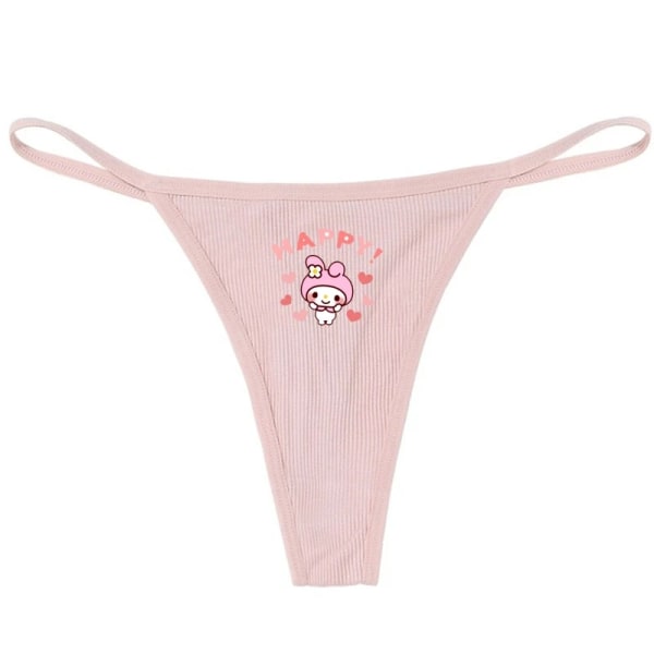 Hellokitty Ren bomull Tunn rem Sexig stringtrosa Låg midja Sömlös Anime Cartoon Kuromi Underkläder för kvinnor Enkla ribbade T-byxor PINK 1 L