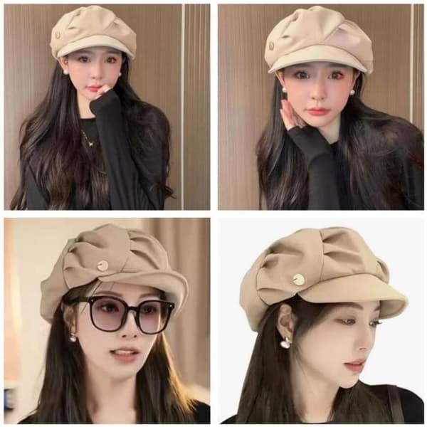 Vinterhat - Kvinder - Cloud Beret - Beige og Khaki - One Size - 2 Stykker beige, khaki
