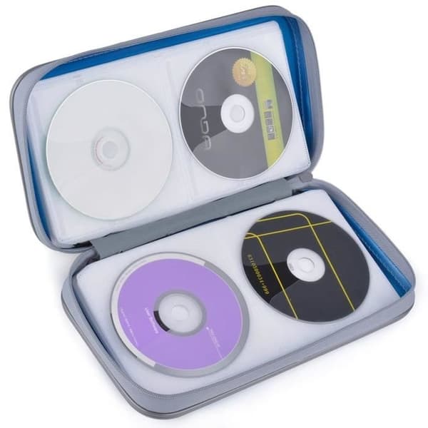 CD-organisator, CD-lommer i hård plast, DVD/VCD CD-organisator, 80-delt sæt, CD-cover, CD-binder, CD-diskærme, blå CD-boks