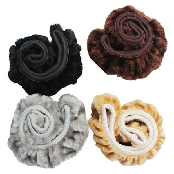 (grå) Universal Mesh -tyg Ratt Plysch Cover Set Varm Mjuk Fuzzy Plysch Vinter Biltillbehör Interiör gray