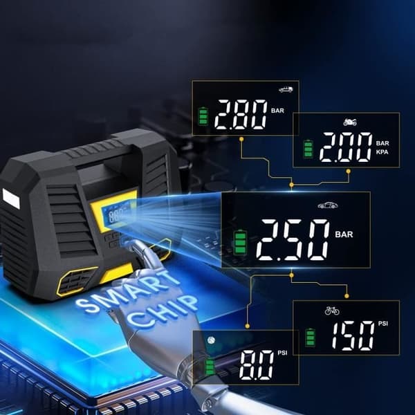 Bærbart luftkompressorbatteri, 6000mAh luftkompressor rask oppblåsing, 12v bilkompressor, mini bildekkpumpe