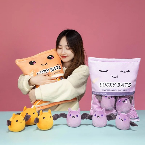 5 bollar Skrämmande fladdermus Djurbollar Plyschkudde Snack Mat Plysch Peluche Halloween's Day Fest rekvisita Squishy Mini Dolls Barnpresent 35cm-55cm Hamster  8 balls