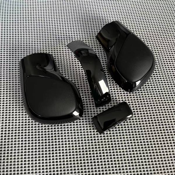 Svart Krom Med Mocka Läder Växlingsknopp Cover DSG Emblem För VW Golf 6 7 R GTI Passat B7 B8 CC R20 Jetta MK6 GLI-4PCS Läder Svart 4PCS Leather Black