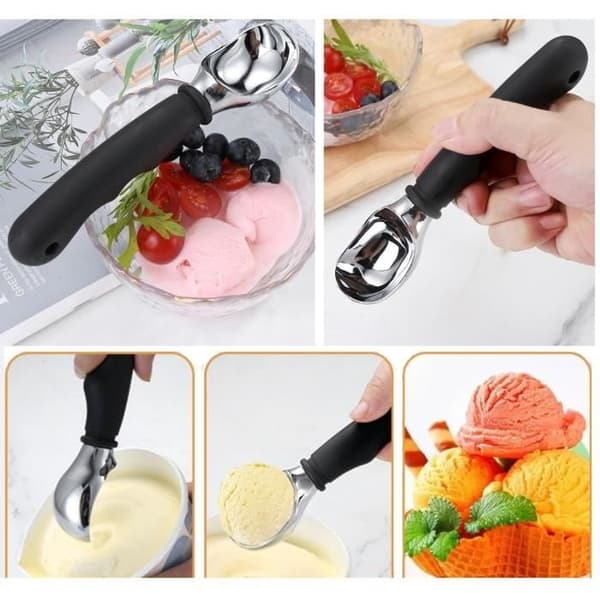 Iskrem Scoop - Sklisikker - Sink Legering - Svart - 18.5cm - Multifunksjonell