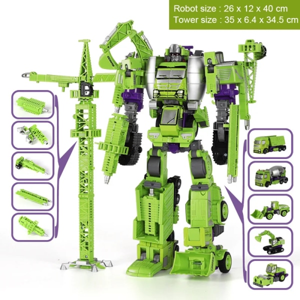 Transformation Robot Toy 5 i 1 Teknisk fordonsmodell Utbildningsmontering Deformation Action Figur Bil för barn Pojke D