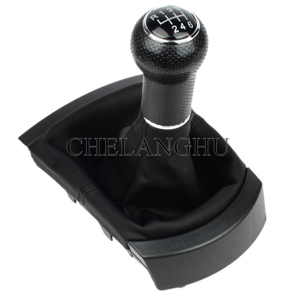 För Seat Ibiza 2002 2003 2004 2005 2006 2007 2008 2009 2010 Car-Styling 5/6-växlad växelspaksknopp med PU-läder Boot-6 Speed Black 6 Speed Black