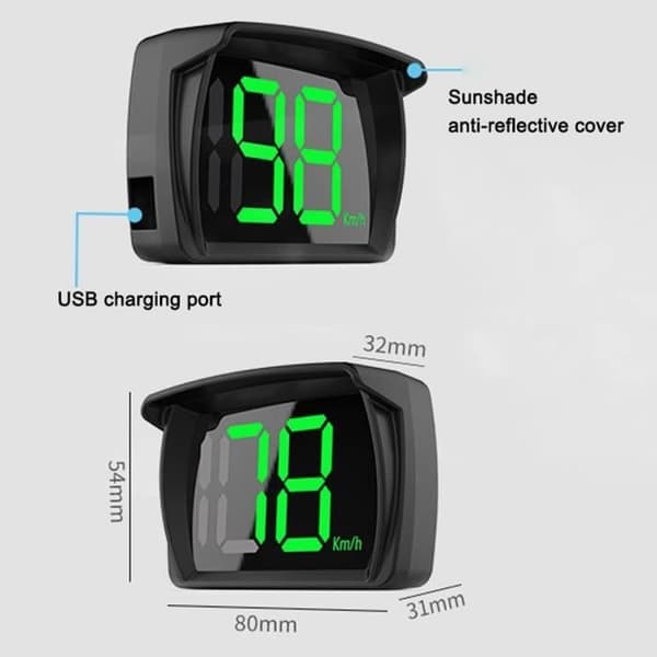 Smart Hastighetsmätare - Bil - Head-up Display - LED - Stor Display - Körsäkerhet