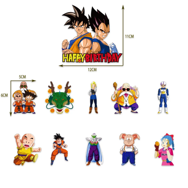 Anime Dragon Ball Son Goku Tema Barn Födelsedagsfest Dekorationer Latexballonger Banner Cake Topper Baby Shower DIY Party Supplies SetA