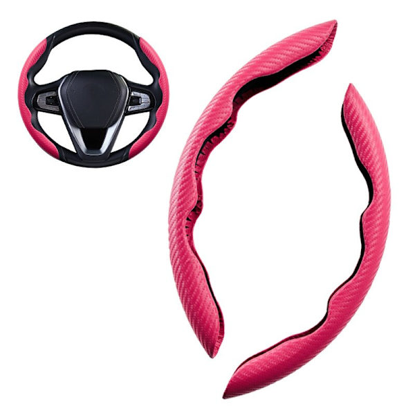 (2st set-rosa) Universal cover för bil, halkskydd Bil ultratunn kolfibermönster rattförstärkare Bil kolfibermönster 2pcs set-pink