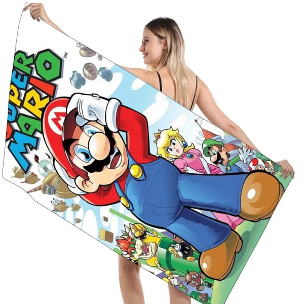 Super Mario Bros Bomullshandduk Badhandduk Mode Barn Tecknad Torkning Magic badhandduk Strand Spa Badrock Badrock Dropshipping Mario Bros 02 75x150cm