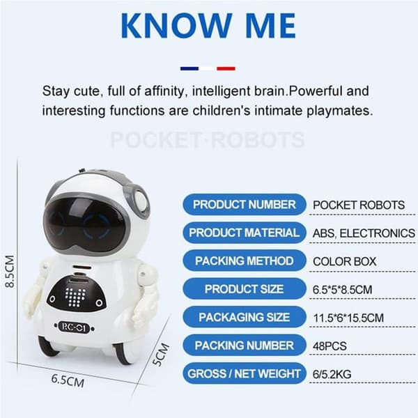 Mini Interaktiva RC Robotleksaker: Pratar, Sjunger, Dansar, Berättar Historier - Perfekt Present till Barn - Vit