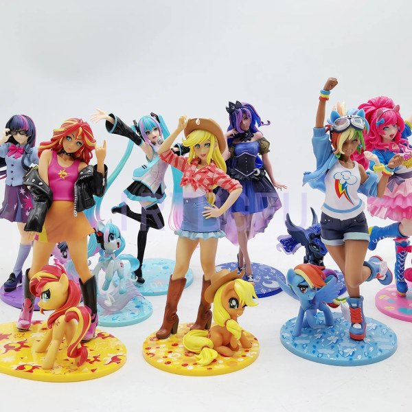 20-25cm My Little Pony Princess Celestia Twilight Sparkle Pinkie Pie Japansk anime PVC Action Collection Modellleksaker för barn Sunset Shimmer