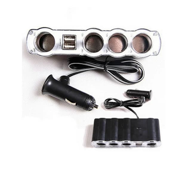 For Universal Bilforlenger Splitter 12V 4-veis Auto Multi Socket USB Plugg Adapter Lader Dobbel USB Bil Sigarettenner