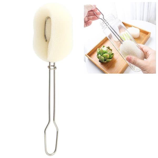 Diskborste med Svamphuvud, Utbytbar Flaskborste, Långt Handtag för Nappflaskor