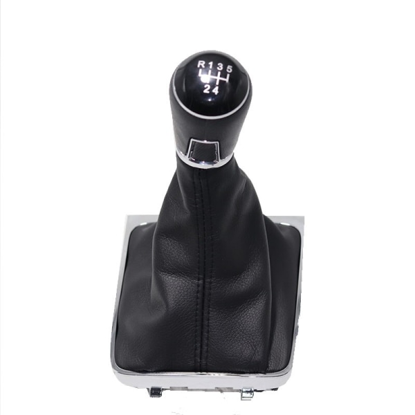 Krom och läder Bilväxel växelspaksspak Gaitor Boot Cover för VW Passat B6 CC 3C R36 TDI TFSI TSI (2006-2011)-5 Speed ​​black line 5 Speed black  line