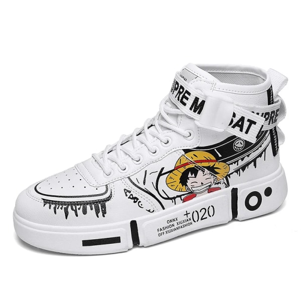 One Piece Anime Perifera produkter Stora barnskor Högtoppade barnsportsneakers Barnfödelsedagspresenter Barnpresent White 41