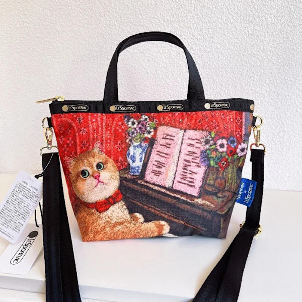 Lesportsac Kawaii Damtygväska Cat Co Branded Series Söt printed handväska Cross Body Bag Tote Bag 5