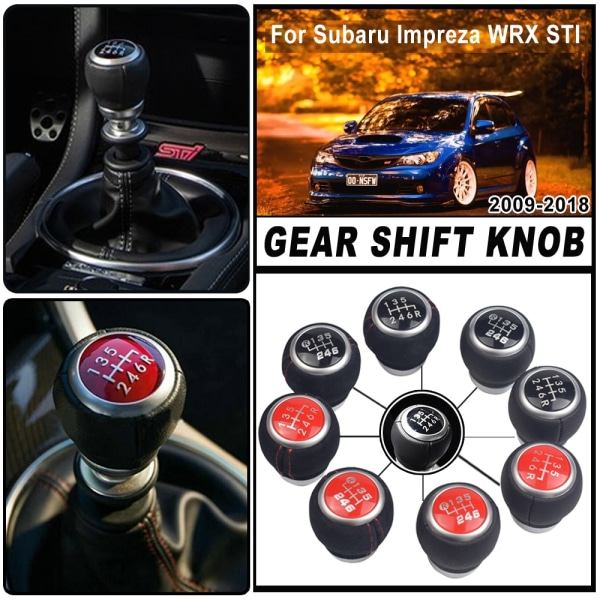 Växelspaksknopp i mockaläder för SUBARU LEGACY OUTBACK FORESTER IMPREZA STI WRX Stick Shifter Tillbehör-Su Leath-Red-Down-R6 Su Leath-Red-Down-R6