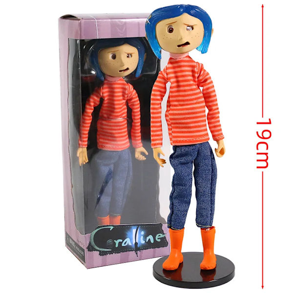 NECA Coraline i randig skjorta/gul regnkappa 7" ABS/PVC Action Figure Toy Doll C