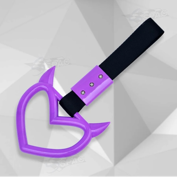 Tsurikawa-ring i form av ett demonhjärta, bilbana, jodrem, slaghandtag, JDM Purple