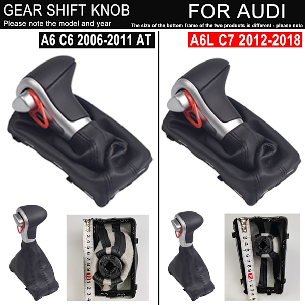 För Audi A4 B8 A5 Q5 2009 2010 2011 2012-2014 Bil Automatisk växelspak Växelspaksknopp Damask Stövel Läder Cover-A6 C6 A6 C6