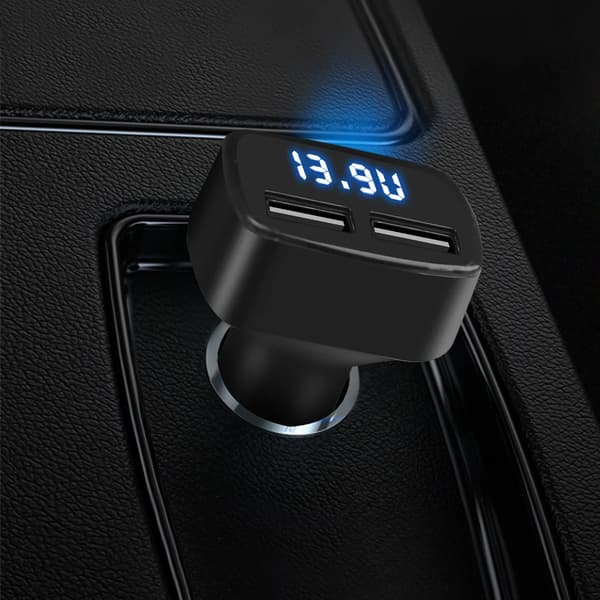 4 i 1 Dobbel USB-utgang Billader Telefon Strømadapter Digital Voltmeter Strømtester Termometer Display 3.1A Universal