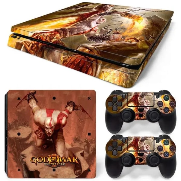 God of War PS4 Slim Cool Body Stickers Färgfilmdekal Vinyl Playstation-konsol och kontroller PS4 Slim Skin Protective Cover TN-PS4Slim-5124