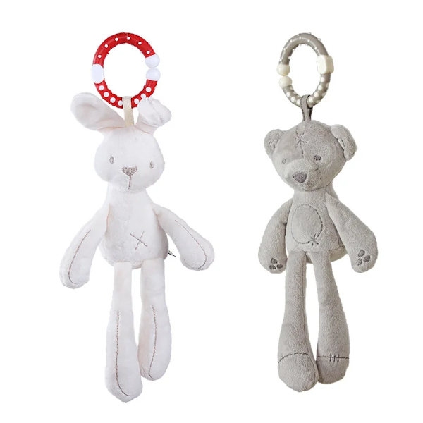 Baby plyschleksaker Spädbarnsvagn Komfort Uppstoppad djurskallra Mobil Babys kawaii plyschleksaker Hängsäng Bell Spjälsäng Skaller red rabbit