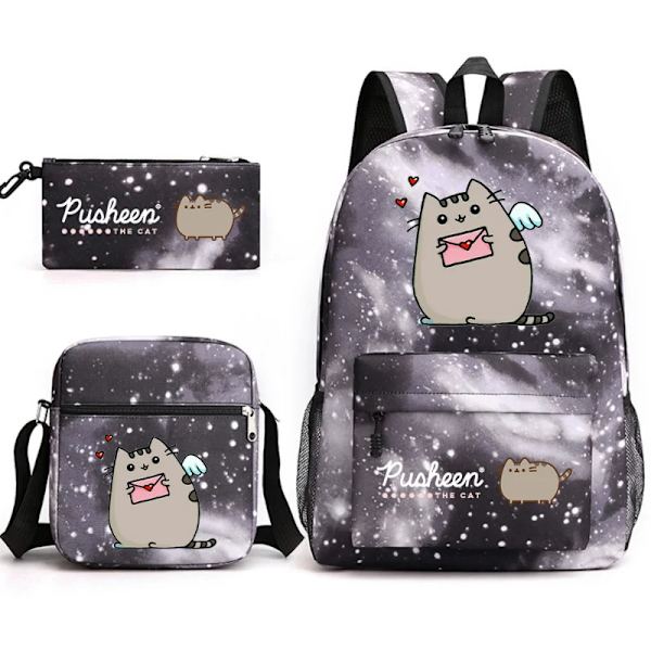3st Kawaii Pusheen Cat Ryggsäckar Tecknad Pusheen Cosplay Skolväskor Pojkar Flickor Penbag Lunchväska Resväska Barn Födelsedagspresent 6