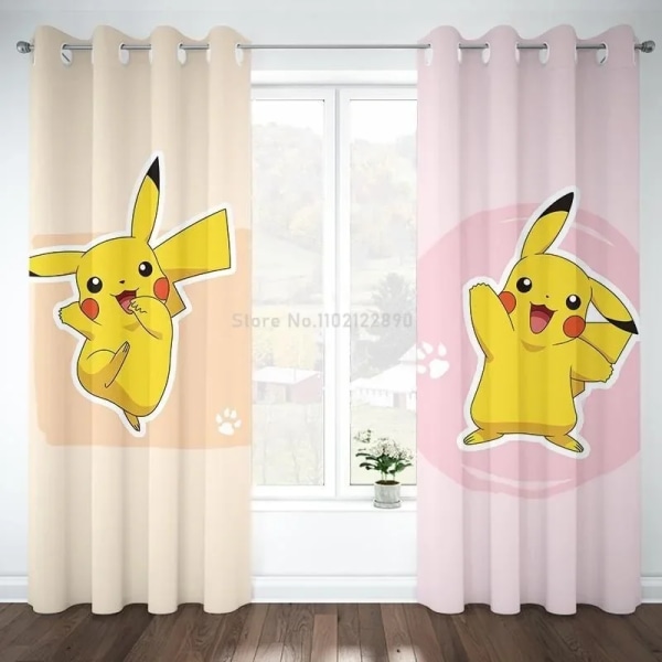 Japanska Pikachu Pokeman Animie 1 stycke Kawaii mörkläggningsgardiner Fönsterdraperier för vardagsrum Gardiner för barns julklapp 3 W132xH160cm