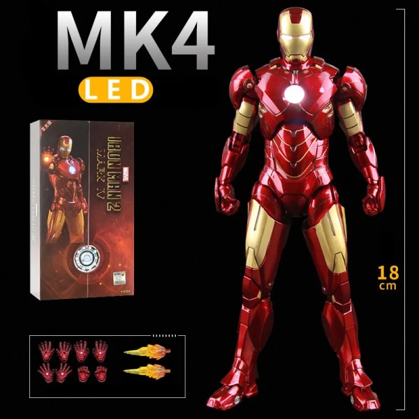 ZD Toys LED Light Iron Man MK1 MK2 MK3 MK4 MK5 MK6 MK7 MK43 MK50 7" film actionfigur Tony Stark Legends Toys MK4 LED