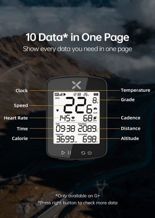 GPS Cykelcomputer, Trådløs Cykelcomputer Ant+ Support, IPX7 Vandtæt Speedometer, Synkroniser Strava, HD Matrix Skærm.
