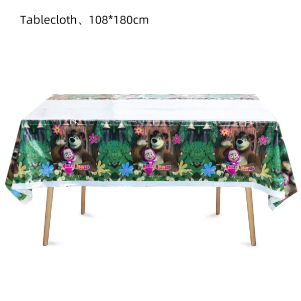 Tecknad masha och björn Tillbehör för födelsedagsfest Engångsservis Papperskopp Tallrik Servett Baby Shower Födelsedagsdekoration BPXQZ-100PCS
