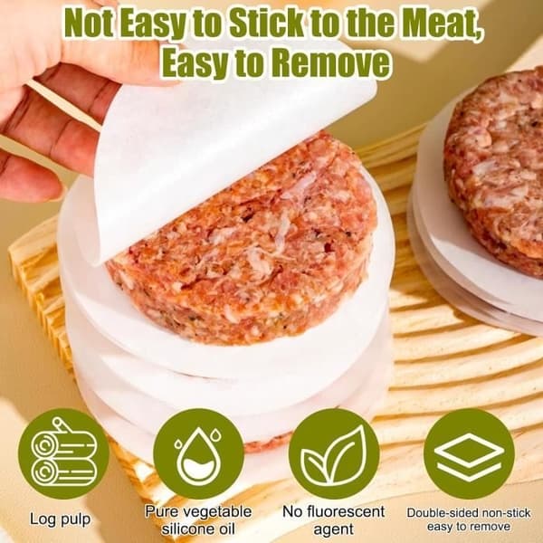500 st Burgerpapper, 11cm Bakplåtspapper, Hamburgerpresspapper, Burgerpapper, Ovalt Nötfärspapper, För Bakning