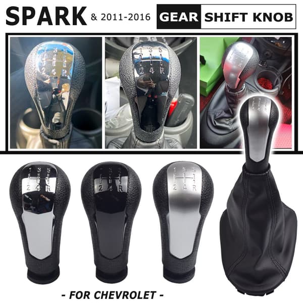 MT Manuel Gear Shift Knob 5 Gear Til Spark 2011 2013 2014 2015 2016 Sølv Sort-Mat 5 gear Matte 5 speed