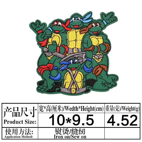 Nya Teenage Mutant Ninja Turtles Broderi Tyg Dekaler TMNT Backing Brodery Stickers Kläder Tillbehör Patch Stickers TMNT-5
