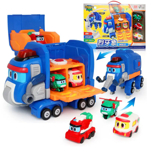 Ny transformationsleksak Gogo Dino Transformerad Elephant Rescue Base Med Ljud Transformation Elephant Rescue Car Kid Barnleksak B-With Original Box