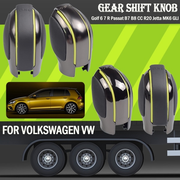 DSG Växlingsknopp Spak Växelhandtagsstav för VW Golf 6 7 R GTI Passat B7 B8 CC R20 Jetta MK6 GLI Krom/Matt Bilstyling-Läderremsa Leather Strip