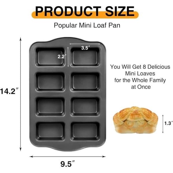 Mini Kakeform, Non-Stick Form, 8 Hull Mini Non-Stick Brødform