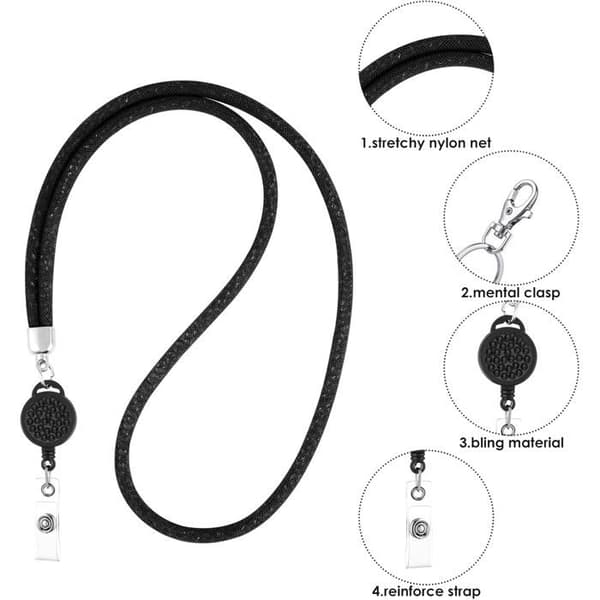 Let-træk spænde lanyard, elastisk badgeclips, egnet til beskyttelse af studerende og voksnes ID-kort