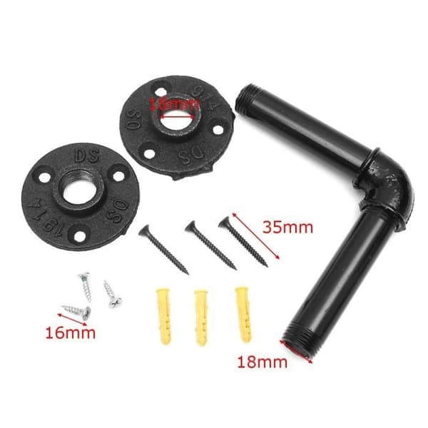 (Sort) TEMPSA hylde vægbeslag - Sort jern - Diameter 65mm - Længde 120mm Black