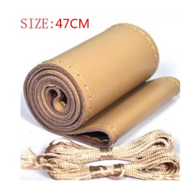 (47CM BEIGE)stor cover för RV Truck mikrofiber läder bilrattfläta Hållbar 47cm Anpassad storlek 47CM BEIGE